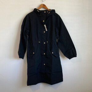 J. Crew Perfect Rain Coat Medium Black Rain Jacket